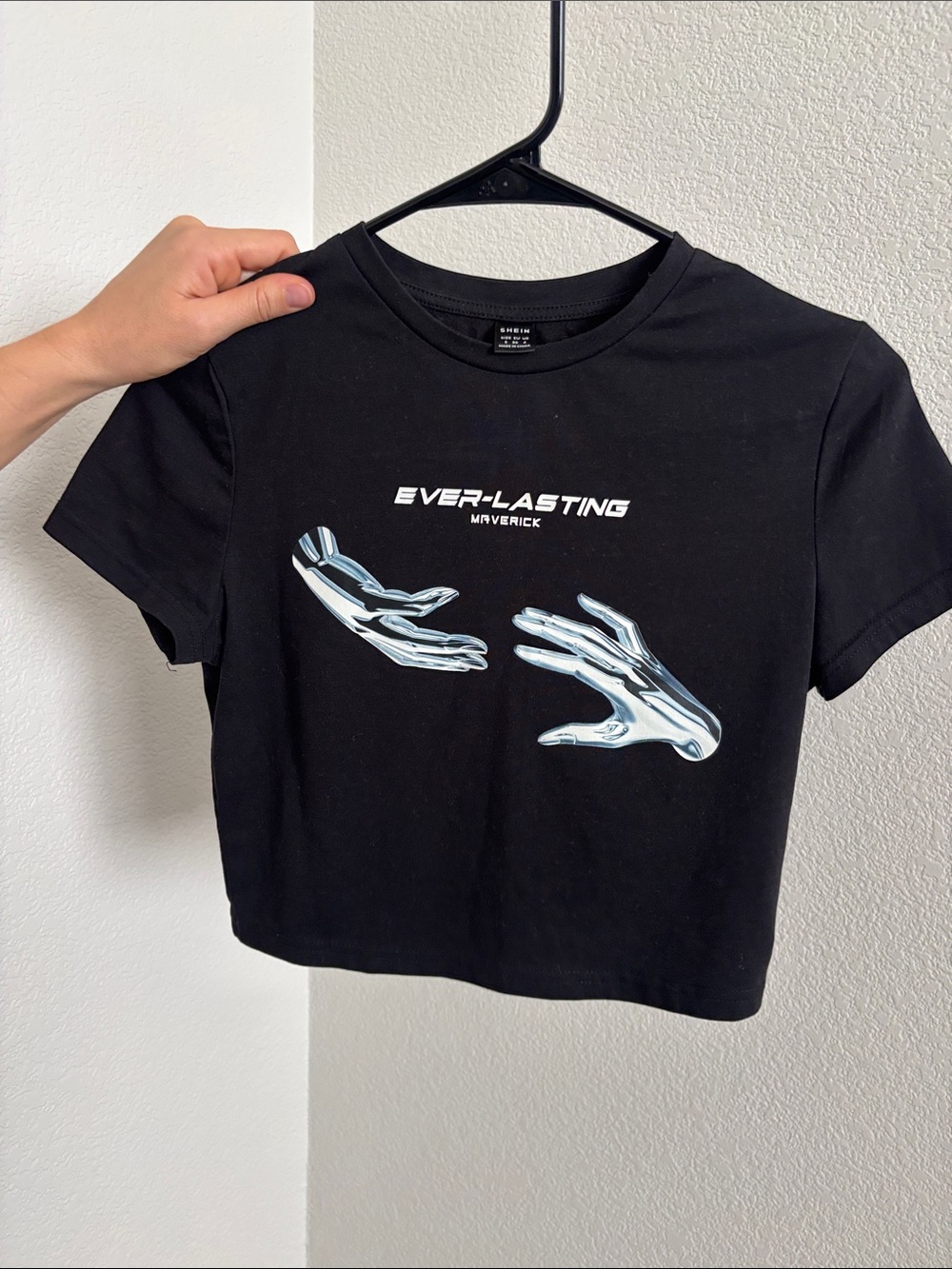 Black Graphic Crop Swim Tee
